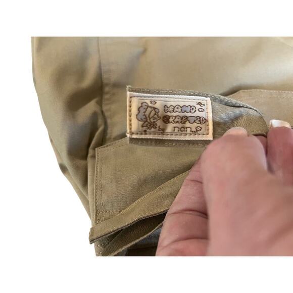 Khaki Purse, Handmade by Nana, Pockets, Mid Size, Wooden Handles - Picture 10 of 10